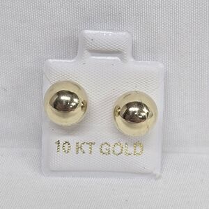 10k Oro Arete Dormilona Grande Gold Ball Stud Earrings Polished Finish
